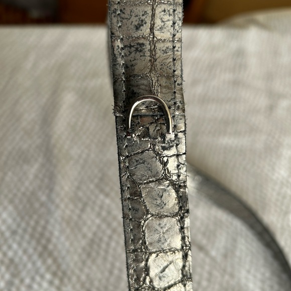Hammitt leather silver metallic reptile crossbody bag zip closure - Picture 6 of 13
